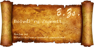 Bolváry Zsanett névjegykártya